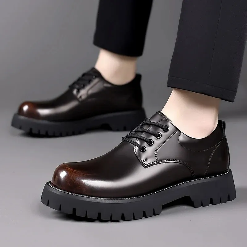 Lace Up Oxfords Men Leather Business Shoes Breathable Wedding_voghion.com
