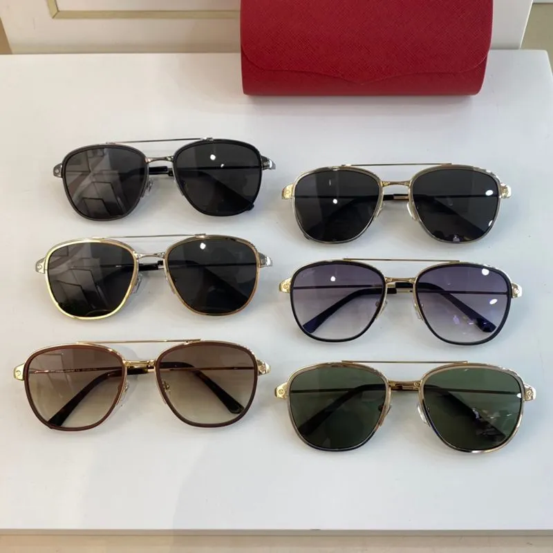 Pilot Sunglasses Men Square Gold Plated Brushed Platinum Finish_voghion.com