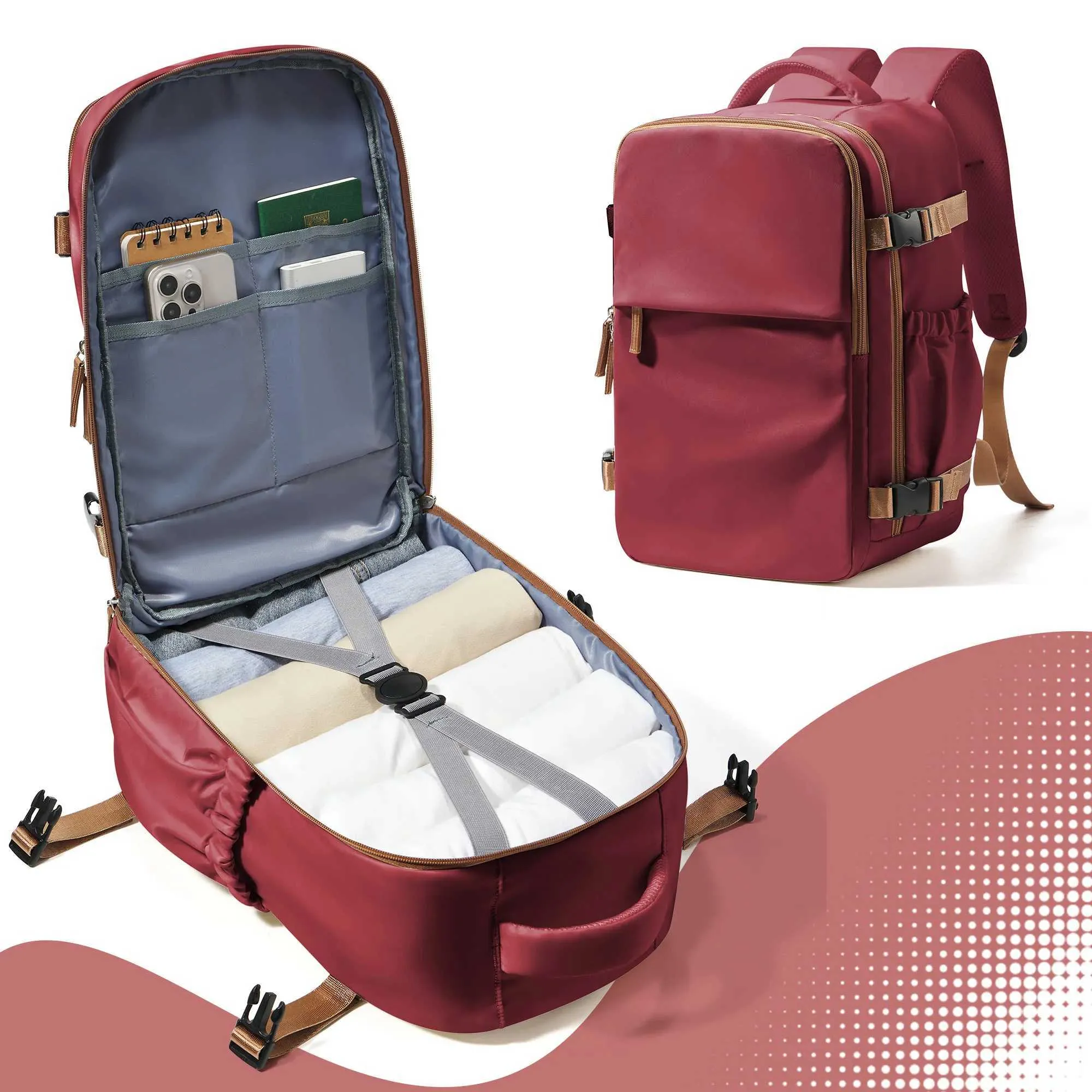 Reistas 40x30x20 Wizzair Handbagage Vliegtuig Mannen Vrouwen 15,6 inch Laptop Rugzak Waterdicht Casual_voghion.com