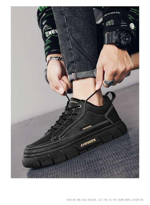 Herren Herbst Wasserdicht Anti Lip Chef Veratile Arbeit Arbeitsschutzbrett Herren Port und Freizeit Schwarzes Leder_voghion.com