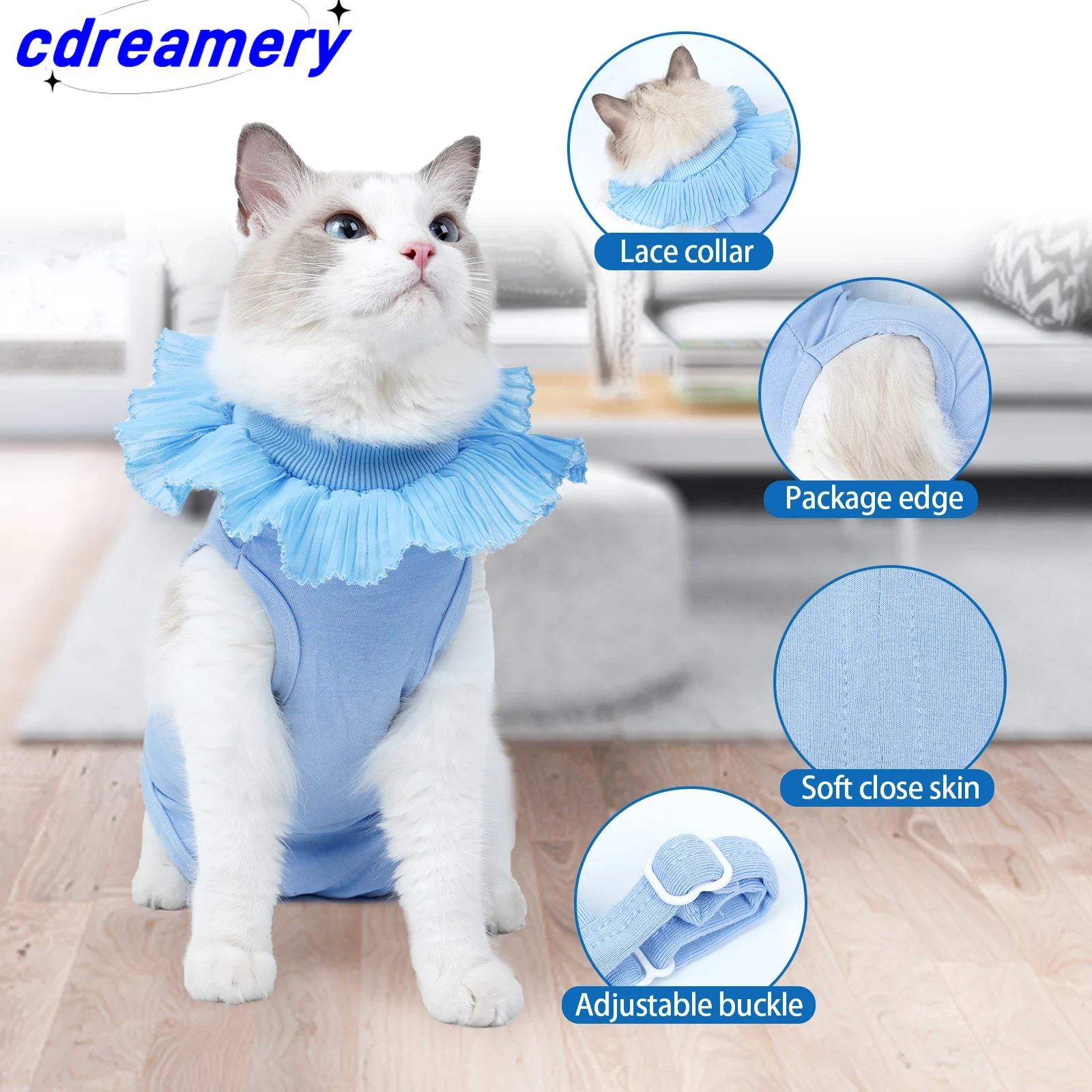 Cat Recovery Suit Sterilization Post-Operative Clothes Anti-lick Recovery Clothing After Surgery Protection Suit Cat Accessories_voghion.com