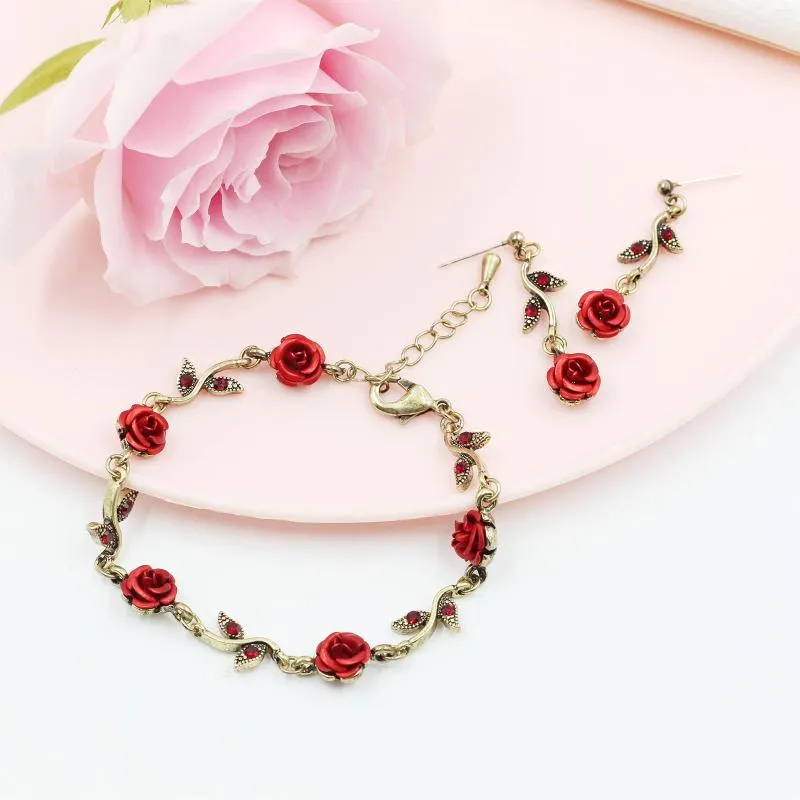 Link Armbänder Frauen Mädchen Rose Blume Charm Armband Vintage Temperament Valentinstag Geschenk_voghion.com