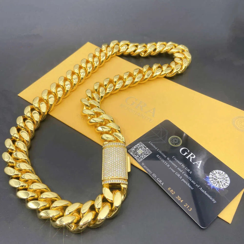 Cuban Link Chain Bracelet Moissanite Gold Plated For Men_voghion.com