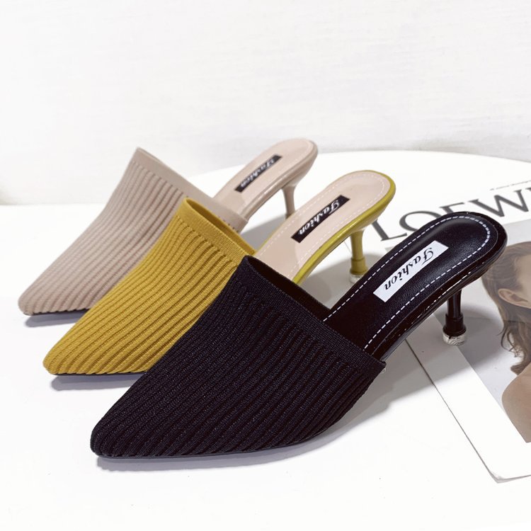 Sandali con tacco a spillo da donna punta chiusa fly weave_voghion.com