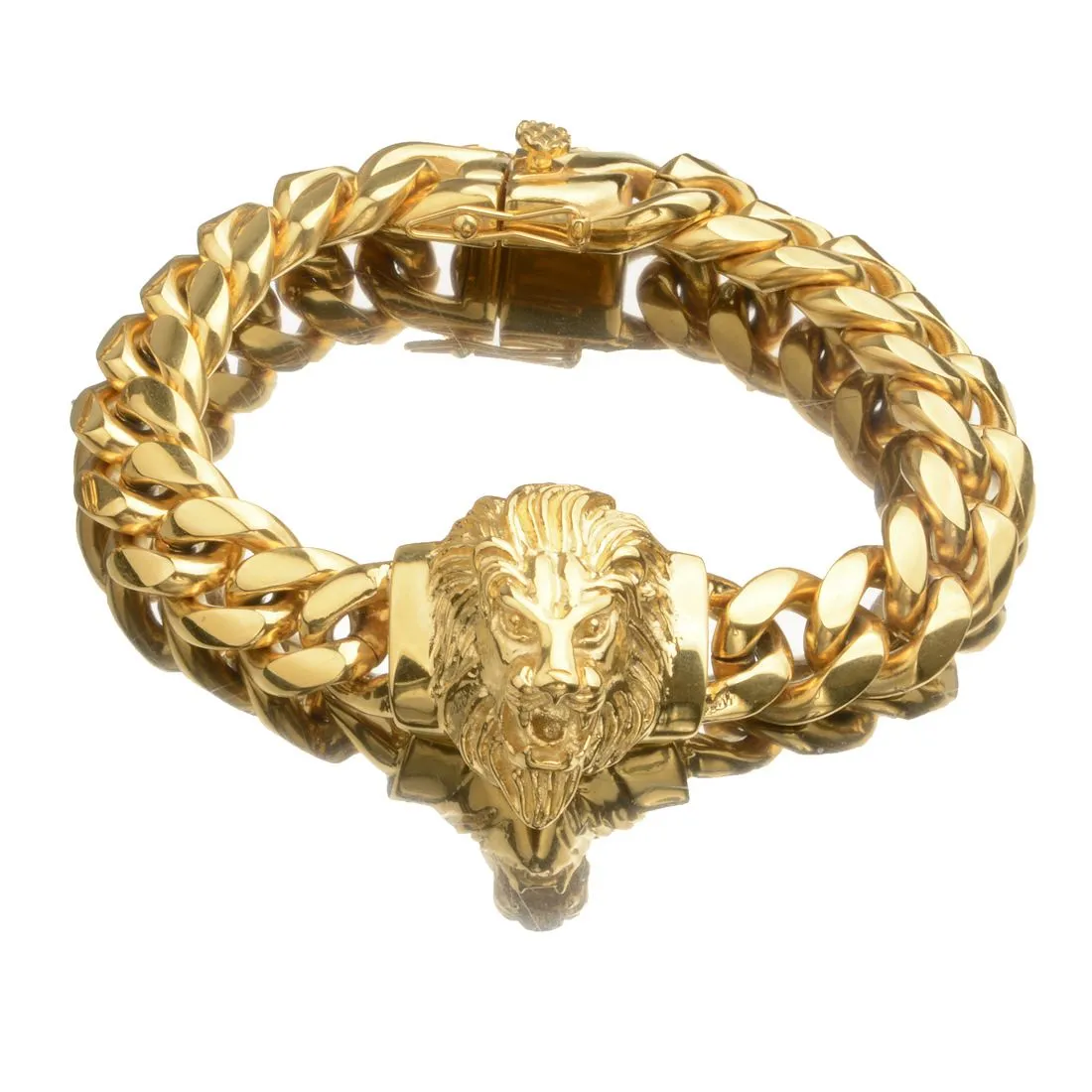 Set gioielli catena maglia cubana testa di leone zircone_voghion.com