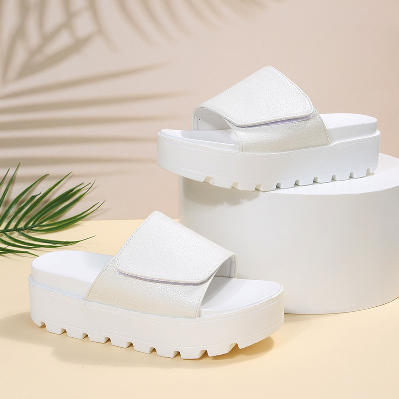 sandali da donna di grandi dimensioni con suola spessa Sandali da spiaggia slip-on interi in velcro da donna_voghion.com