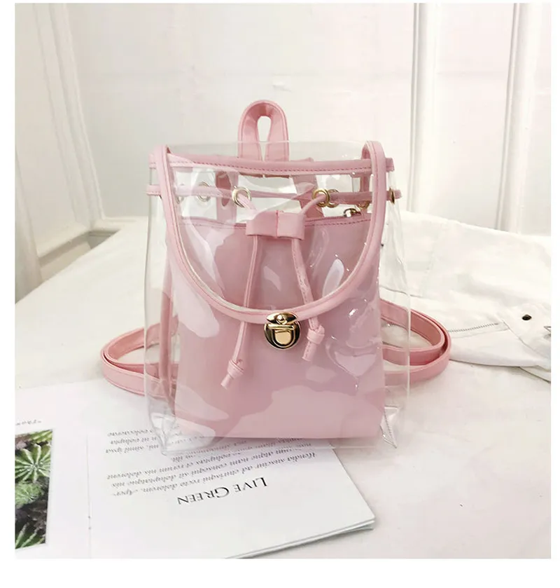 Mini moda donna PVC Designer Girl trasparente borsa trasparente zaino da viaggio in gelatina per borse a tracolla femminili da donna_voghion.com