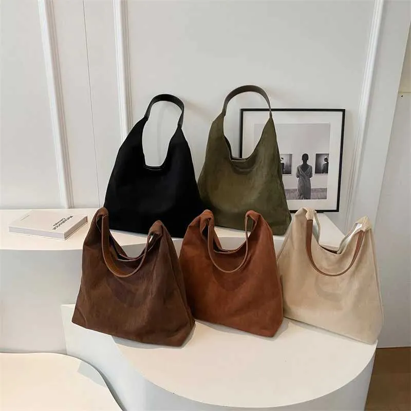 Ladies Shoulder Bags Suede handle Bag High-end Feel Niche Design Casual s Large Capacity Vintage Commute_voghion.com