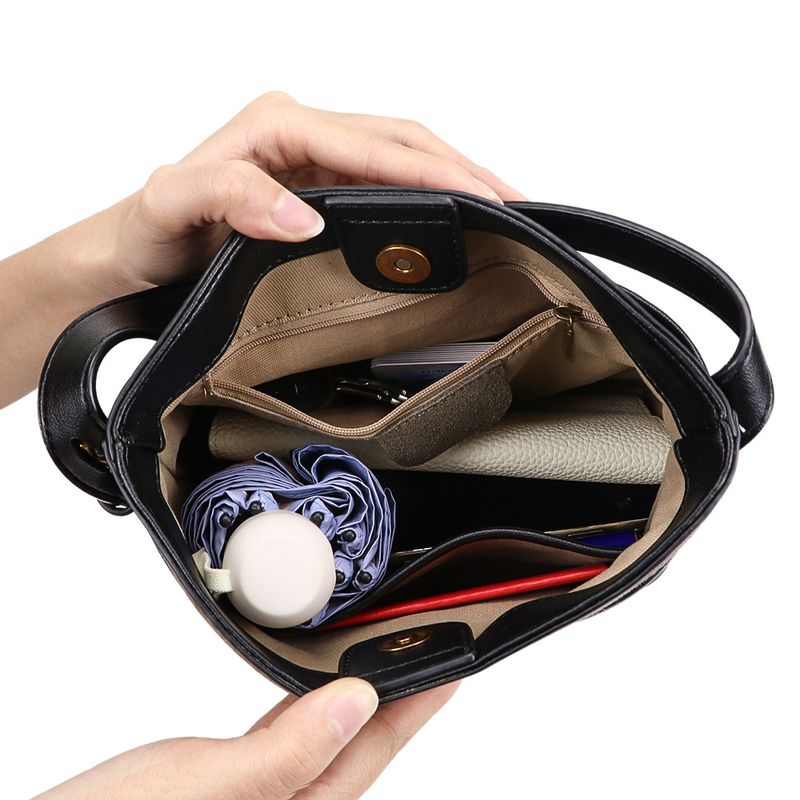 URBAN MASTER Matte Kontrast Farbe Unterarm Taschen für Frauen Echtes Kuh Leder Schulter Crossbody Tasche Eimer Commuter_voghion.com