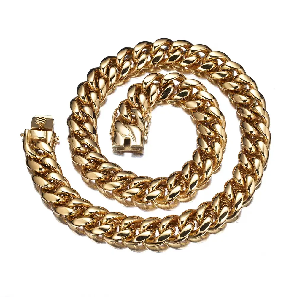 Cuba Faucet Buckle Titanium Density 8Mm/10Mm/12Mm/14Mm/16Mm Miami Cuban Link Stainless Steel Mens Gold Chains_voghion.com