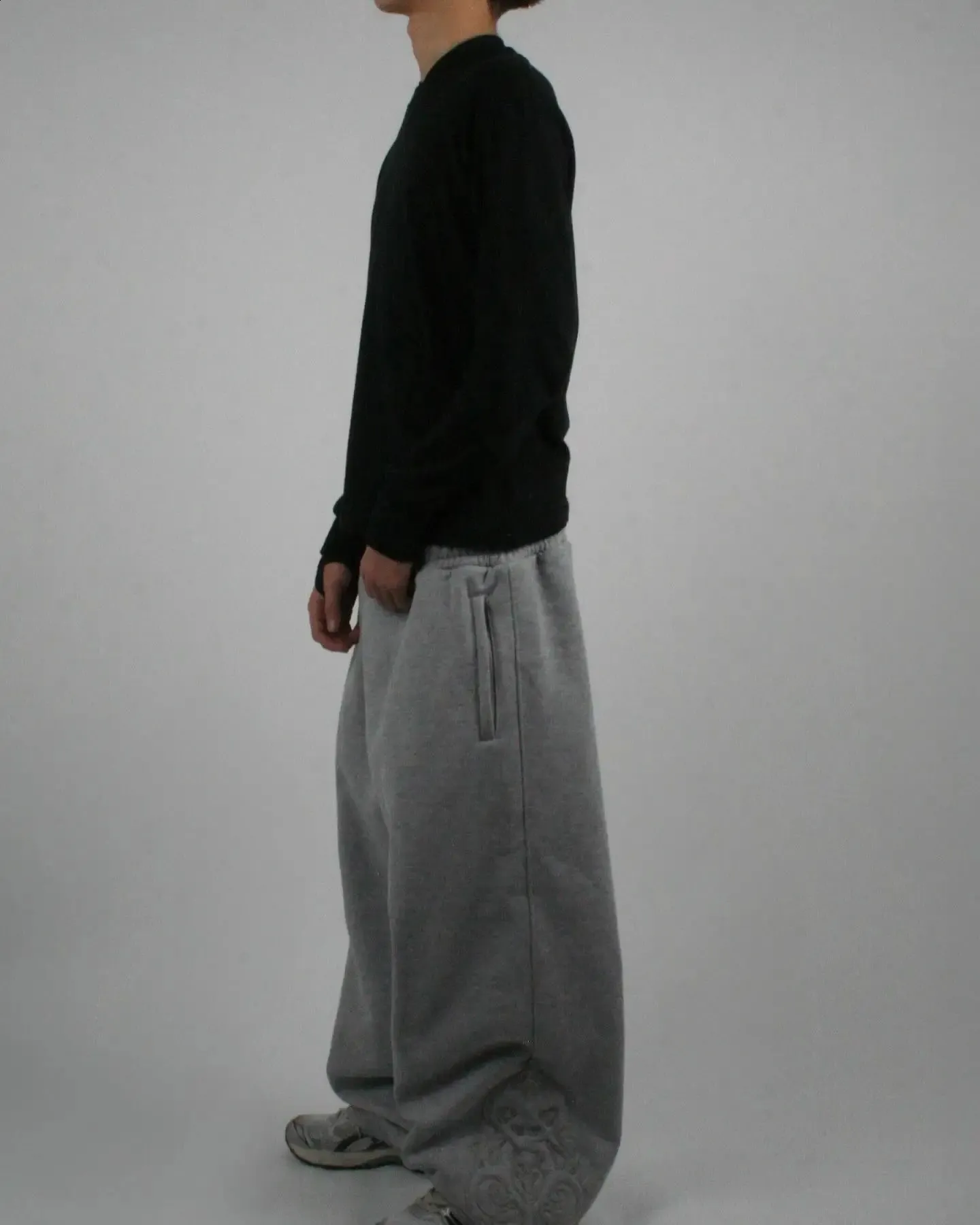 Y2K Retro Men Jogging Pants Double Waist Poker Embroidery Unisex Sweatpants Gothic Hip Hop Streetwear Casual Baggy_voghion.com