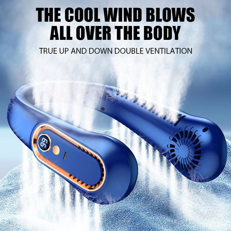 Hängende Halsventilator Digital Display Power Ventilator Bladeless Halsband Ventilator Portable Mini Loftkühler USB nofëllbar elektresch Ventilatoren_voghion.com