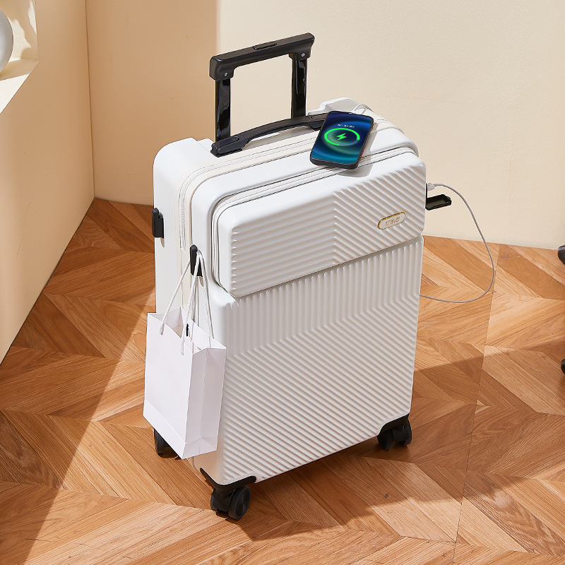 Nouvelle valise d'affaires multifonctionnelle à couvercle ouvert avant 24, port de chargement femelle, boîte de mot de passe, valise de voyage de 28 pouces