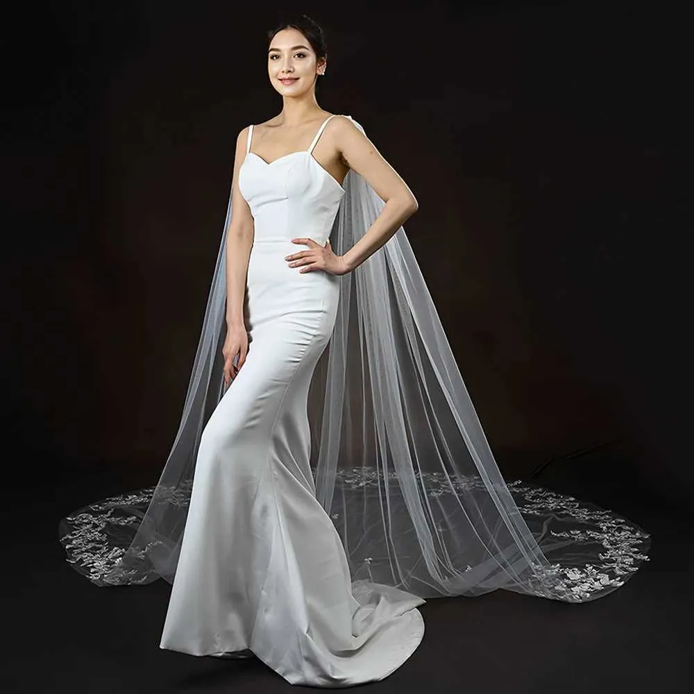 Hair Jewelry Womens Cathedral Long Bridal Cape Veil Detachable Tulle Cloak Wedding Dresses Shawl Event Decoration VPG17_voghion.com