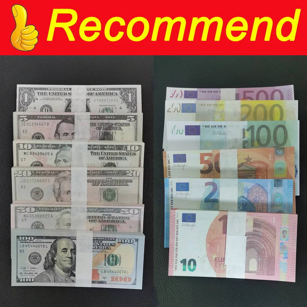 Copie Prop Euro Dollar 10 20 50 100 200 Fournitures de fête Fa K E Film Argent Billets Jouer Collection Décoration Jeu Jeton_voghion.com