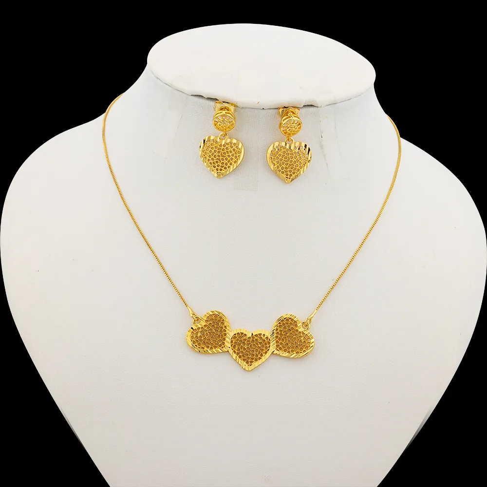 Set di gioielli color oro per matrimonio, orecchini con collana carina, fiore, foglia, stella, ciondolo, squisita catena a maglie, orecchini a bottone romantici_voghion.com