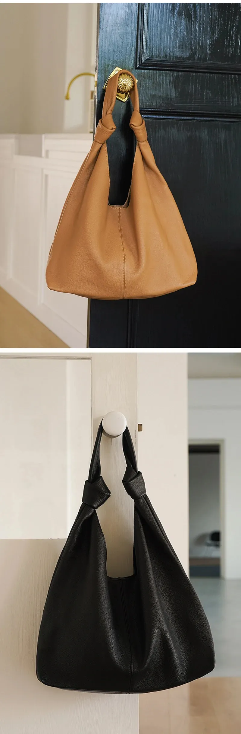 borsa a tracolla da donna in vera pelle naturale oversize coreana hobo ultra morbida in pelle bovina patchwork da donna borsa a mano_voghion.com