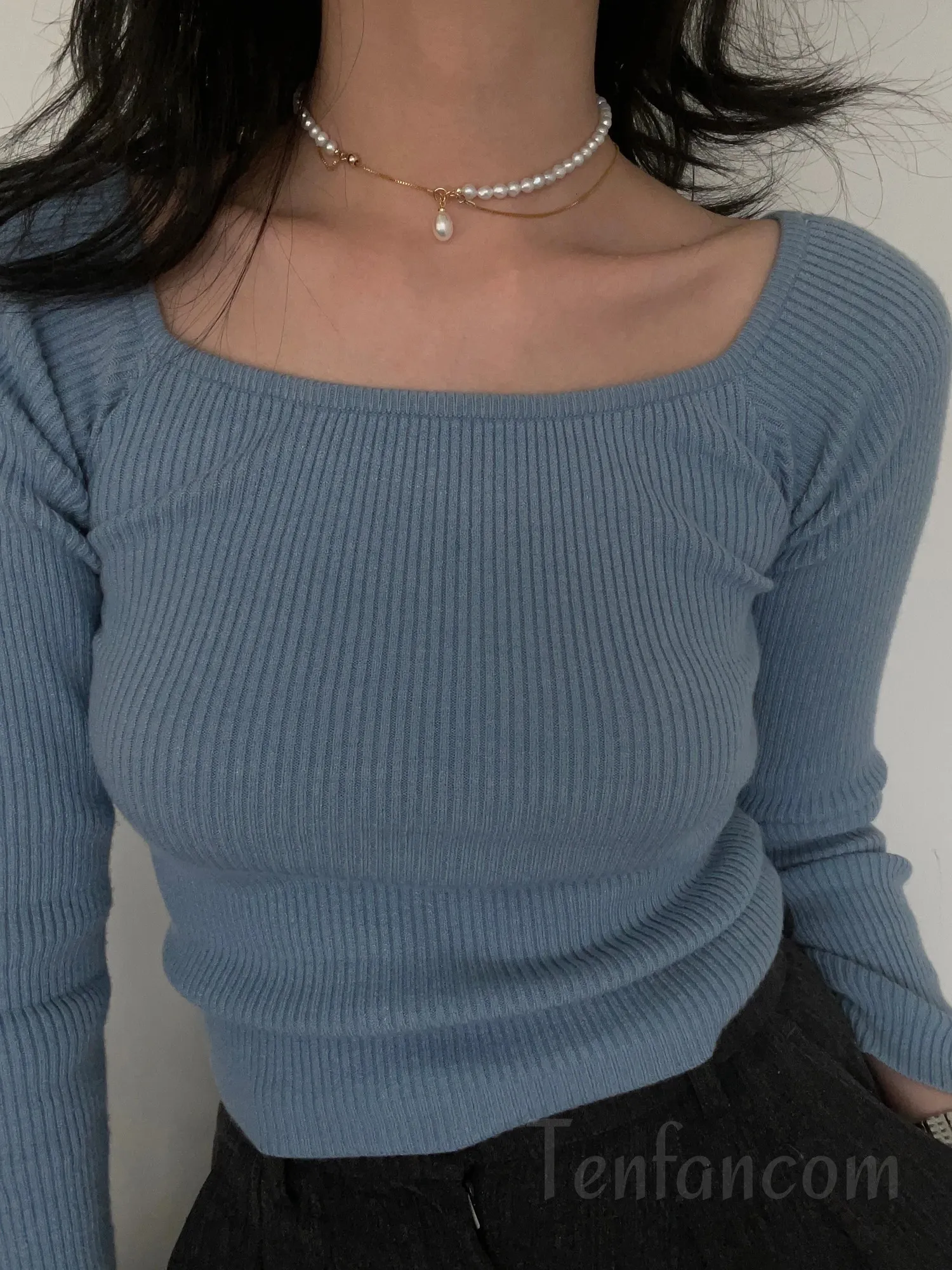 Mode USA k Guldpärlhalsband U-stil Smyckeset för kvinnor Kragekedja Vinter 240119_voghion.com