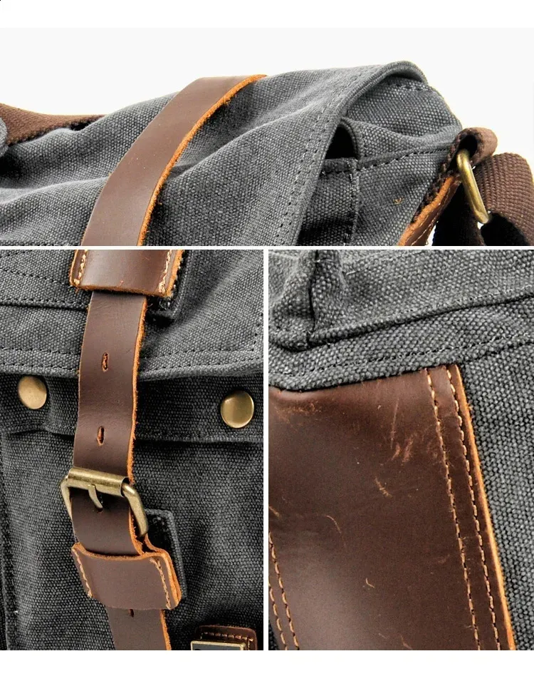 Sacoche en toile et cuir pour homme Will Smith, grand sac à bandoulière, sacoche pour ordinateur portable, sac à main de voyage 240824_voghion.com