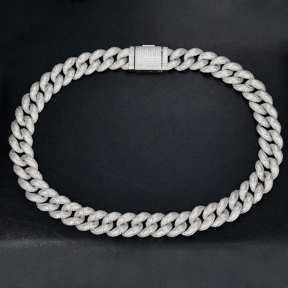 Zircone fibbia 10K 14K placcato oro 12mm Miami catena in acciaio inossidabile collana set uomo gioielli cubano link_voghion.com