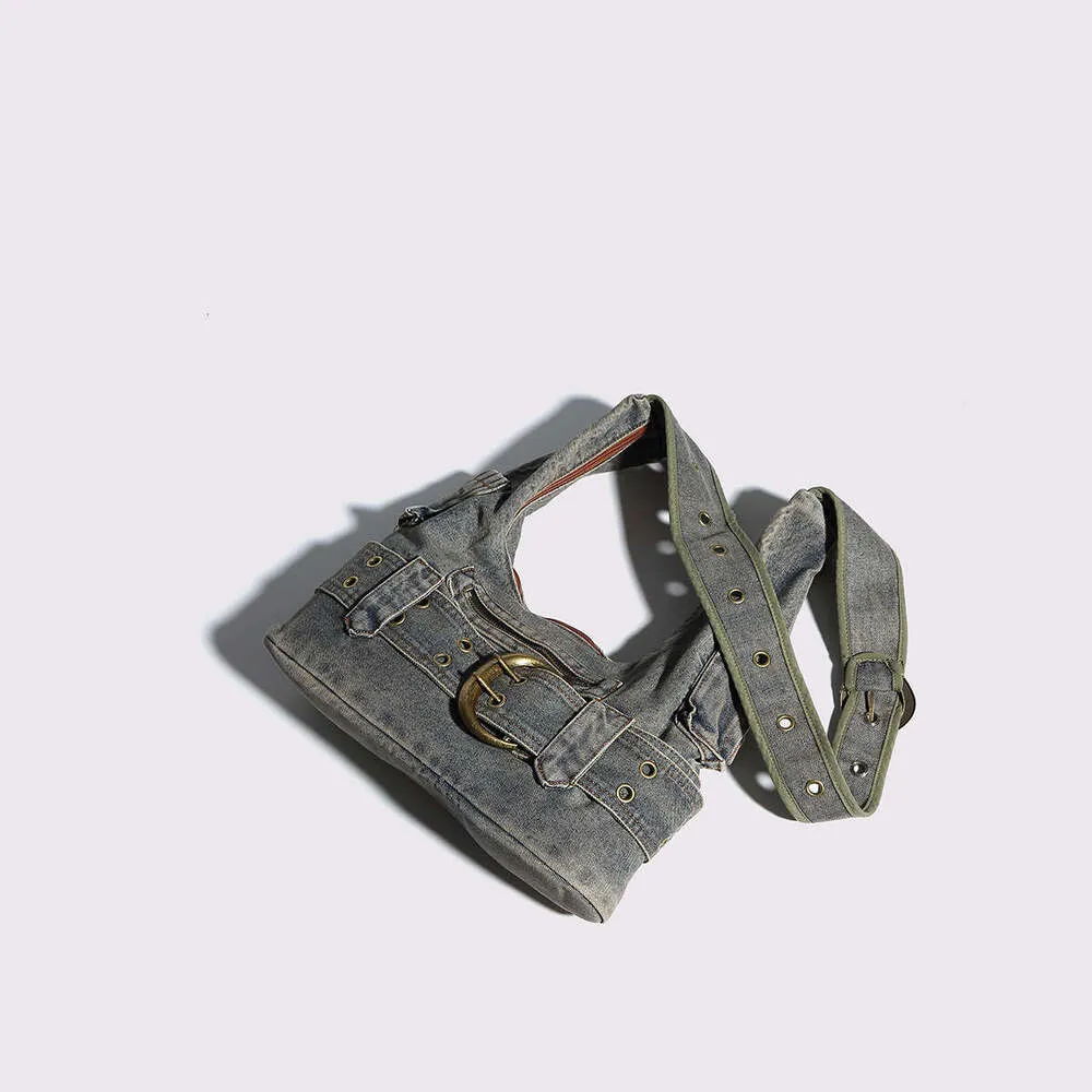 Bolsa de ombro feminina vintage jeans punk da moda, bolsa de mão grunge de rua Y2k, bolsa de mão retrô gótica casual para meninas, bolsas de axila_voghion.com