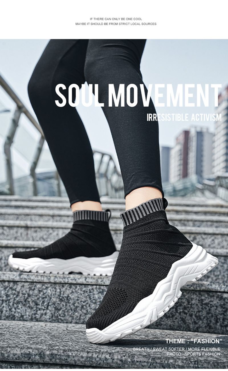 Jauni augstas klases vīriešu sporta brīvā laika pavadīšanas apavi, elpojoši skriešanas apavi no auduma, lielizmēra zeķes un apavi pāriem_voghion.com