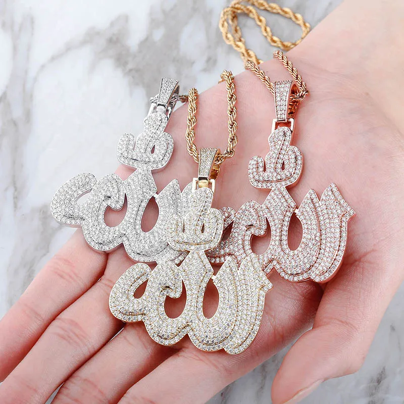 Iced Out Cubic Zirconia Pendant Necklace Rock Punk High Quality Charm Gold Bijoux Hip Hop Fashion Rapper Jewelry Gift_voghion.com