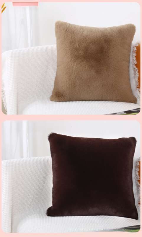 Minimalist Home Sofa Core, Solid Colour Otter Plush Car Cushion Cover, Lumbar Protector_voghion.com