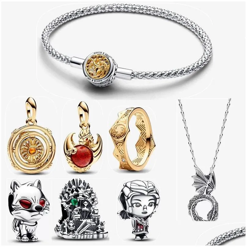 Charm Bracelets 2023 Halloween New Designer For Women Jewelry Diy Fit s Bracelet Earring Gold Ring Game Dragons Glass_voghion.com