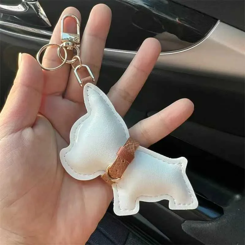 Porte-clés de voiture en cuir avec chiot bouledogue français, cadeau créatif, pendentif pour sac, décoration mignonne Y241121_voghion.com