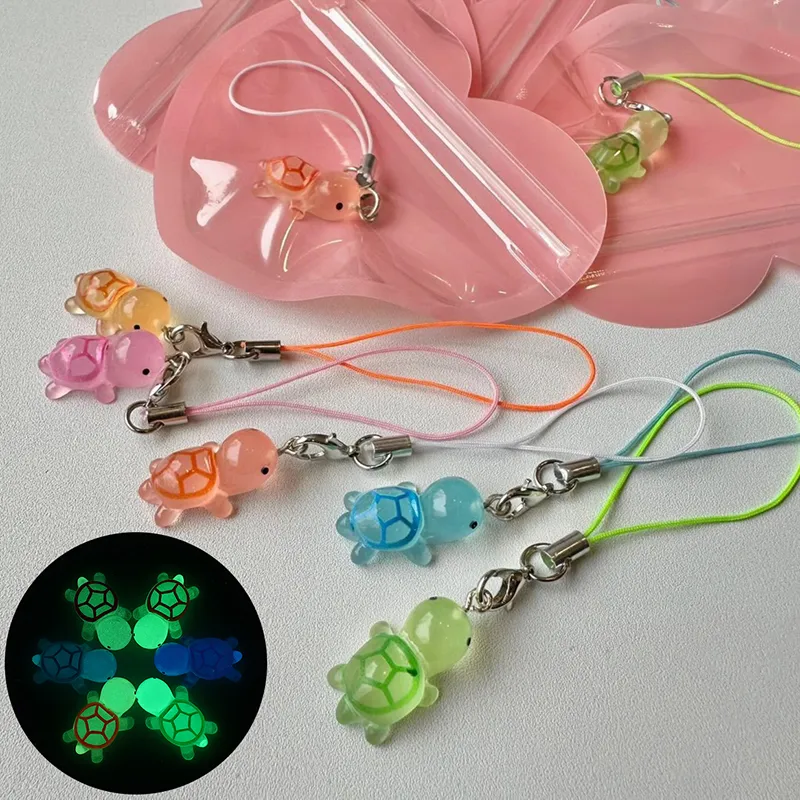 Cartoon Rein Luminou Turtle Mobile Phone Lanyard Glow-in-the-dark Color Keychain Backpack Acceorie Girlfriend_voghion.com