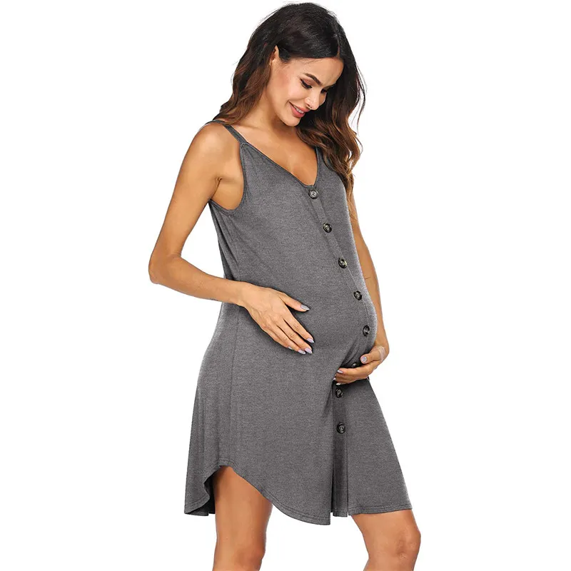 2024 Caual Maternity Breatfeeding Tank Sleevele Pregnancy Nuring Clothe For Pregnant Women Summer Button Slip_voghion.com