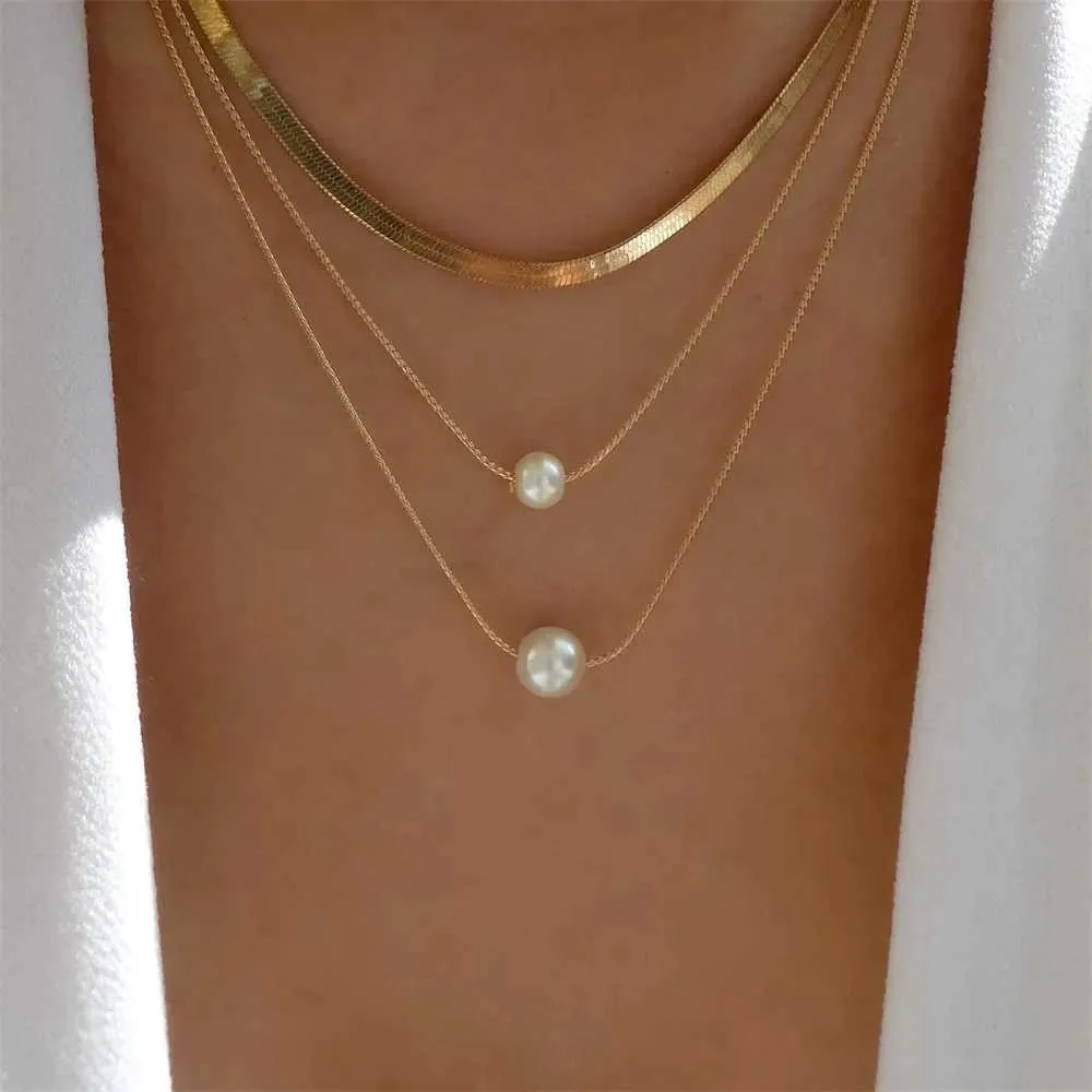 Colliers pendentifs Bls miroir en or en forme de cœur adapté aux femmes à la mode collier pendentif multicouche ensemble de bijoux_voghion.com