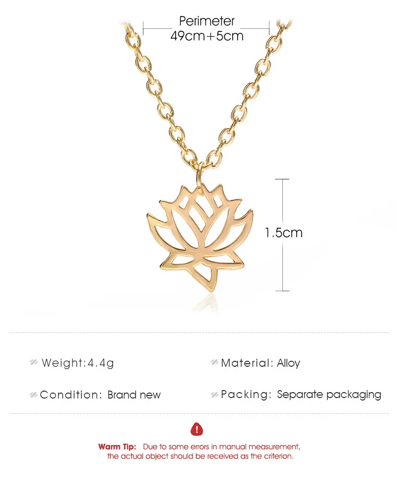 Collane con ciondolo a forma di loto, alla moda, a catena, con collana fine per le donne, gioielli estetici yoga e fiori, per feste di nozze_voghion.com