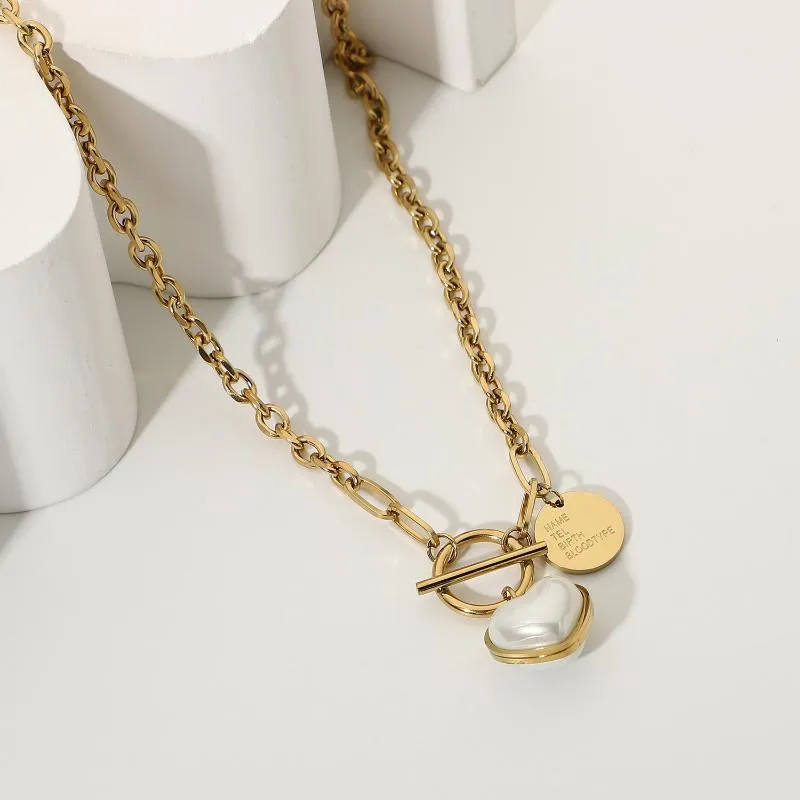 Pendant Necklaces Stock Fashion Pearl Heart Charm Necklace Chain Korean Ins Mother Of Gold Stainless Steel Jewerly For_voghion.com
