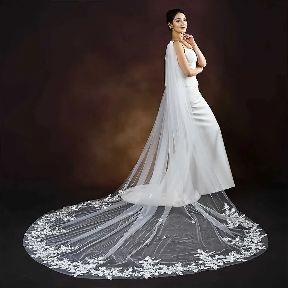 Hair Jewelry Womens Cathedral Long Bridal Cape Veil Detachable Tulle Cloak Wedding Dresses Shawl Event Decoration VPG17_voghion.com