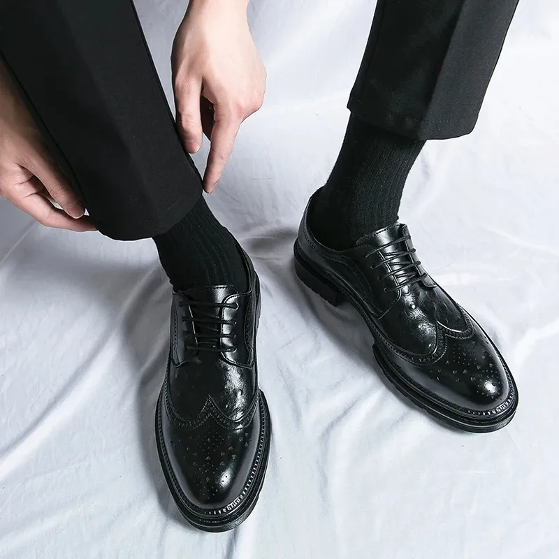 selg modieuze heren doek Rogue gesneden leer Buines jurk formele schoenen heer casual Oxford gratis levering 240930_voghion.com