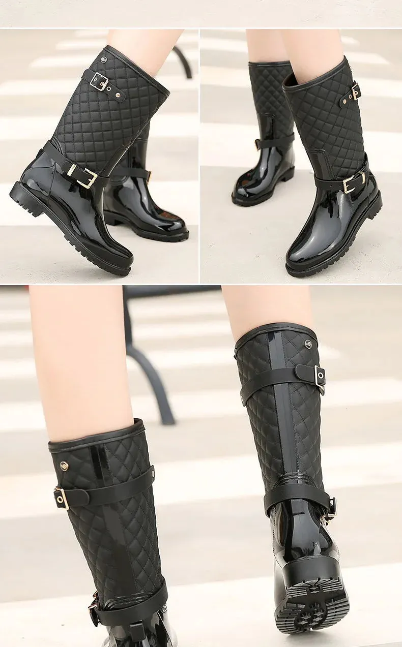 Fashion High Quality Water Shoes Warm Plaidlady Womens Rain Boots 241126_voghion.com
