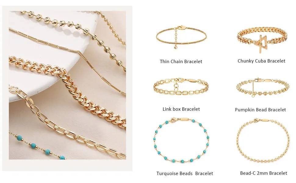 Braccialetti da donna di design con perline placcate in oro fatti a mano carini con diamanti taglio ovale e rotondo, catena di corda delicata_voghion.com