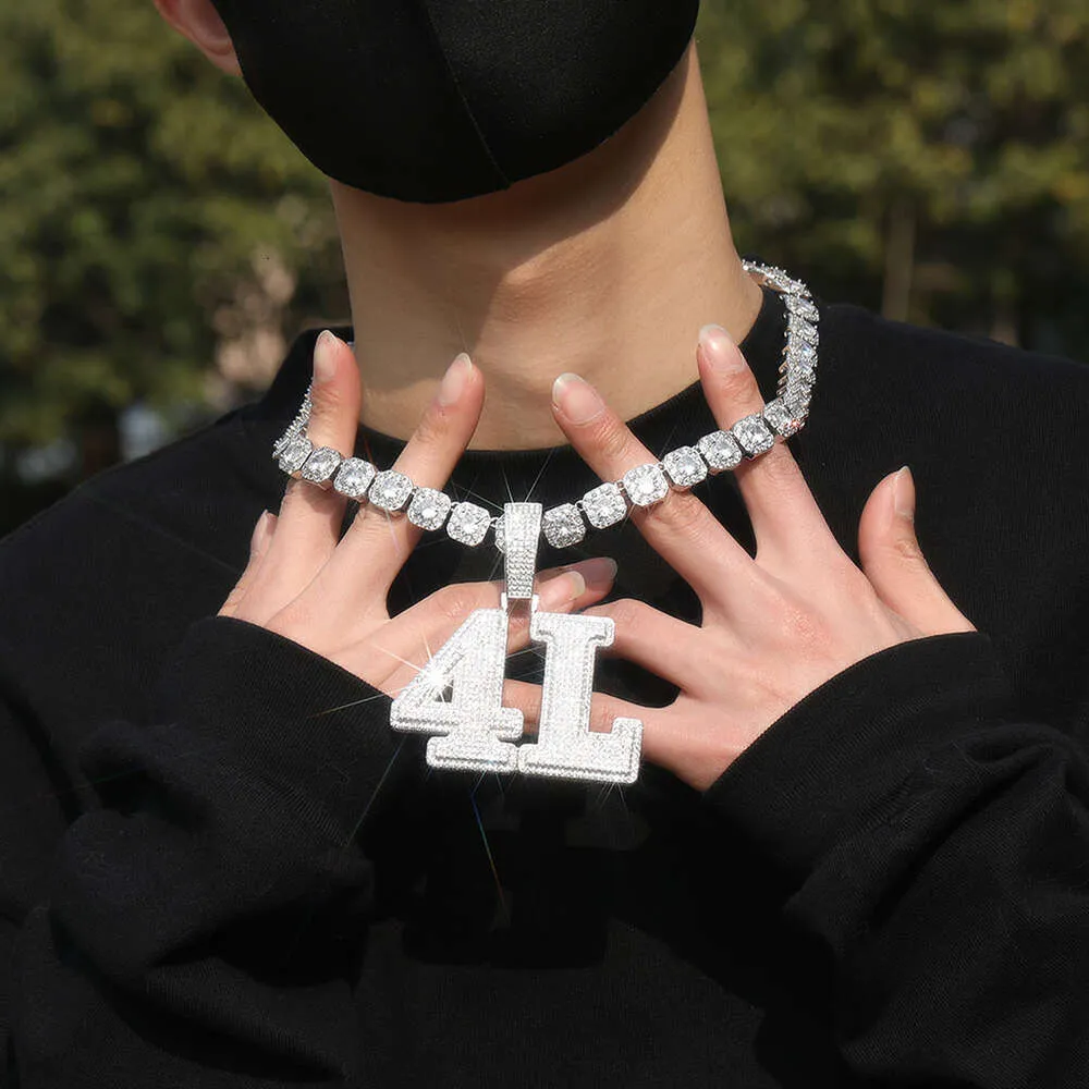 Collana Hip Hop fai da te con ciondolo a lettera numerica in diamanti, collana classica GRA moissanite, diamante, oro, argento sterling_voghion.com