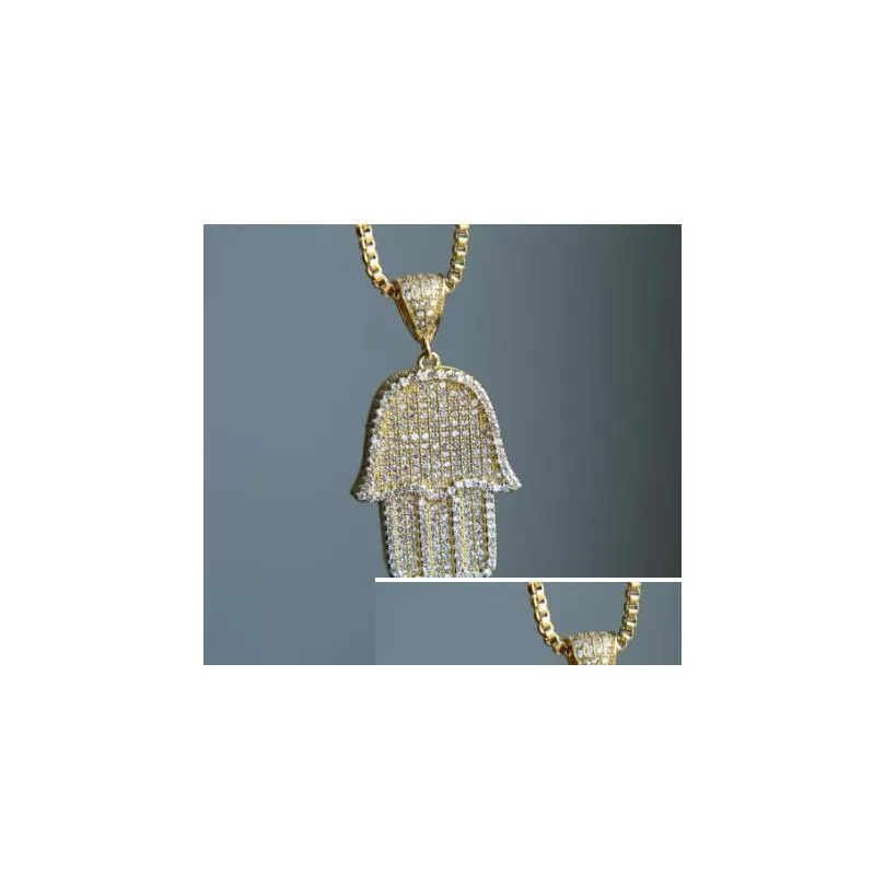 Anhänger Halsketten Hohe Qualität Hip Hop Bling Box Kette 24 Frauen Männer Paar Gold Silber Farbe Euro Out Hamsa Hand Halskette_voghion.com