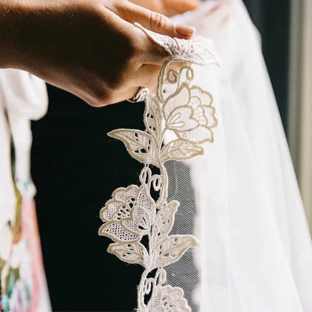 Hair Jewelry Long Bridal Veils with Comb 1 Tier Veil Scalloped Edge Lace Trim Cathedral Length Wedding Accessories for_ipsvogv.com