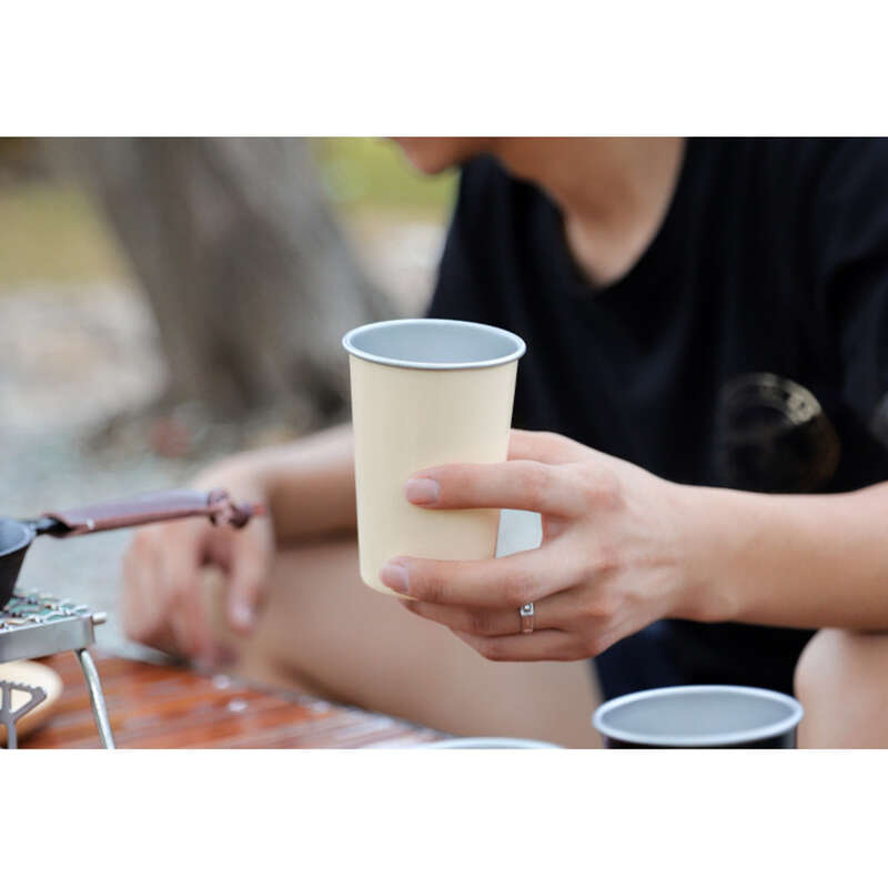 Outdoor Stainless Steel Small Coffee Camping Tea Water Cup Portable 350ML Wide Mouth Stackable_voghion.com