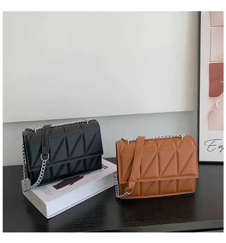 Borsa a tracolla da donna alla moda firmata, con manico in pelle PU, con tracolla a catena, per donna C241108_voghion.com
