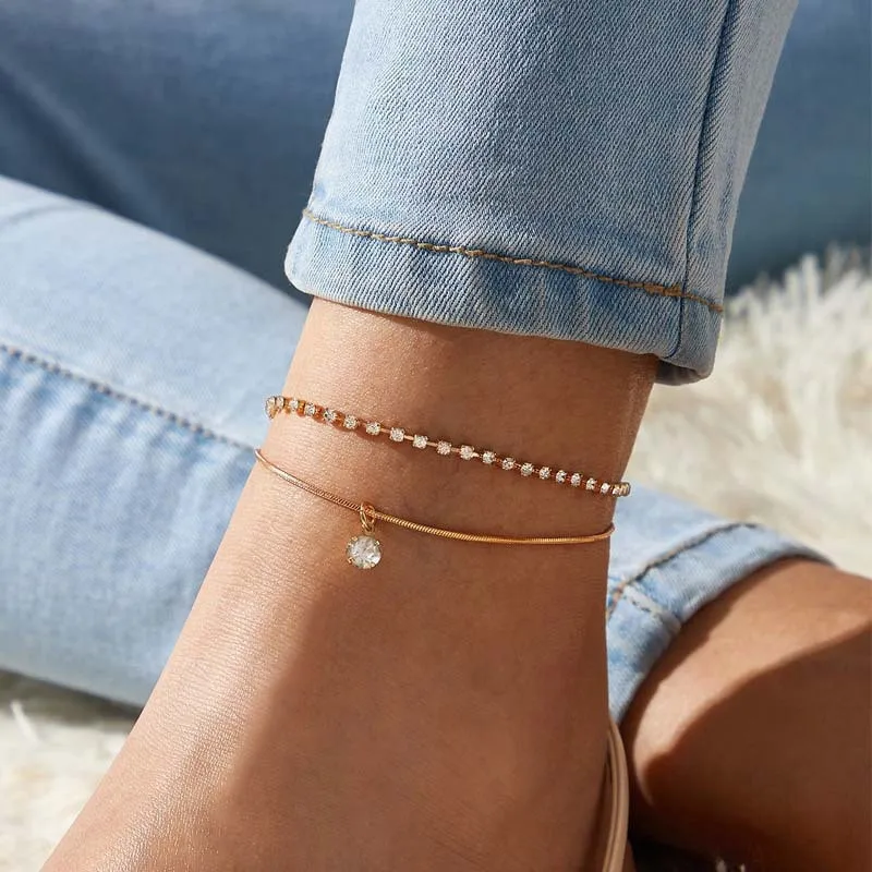 WUKALO Boho drahokamový přívěsek srdce na kotník pro ženy bohémské letní plážové náramky na kotník šperky_voghion.com