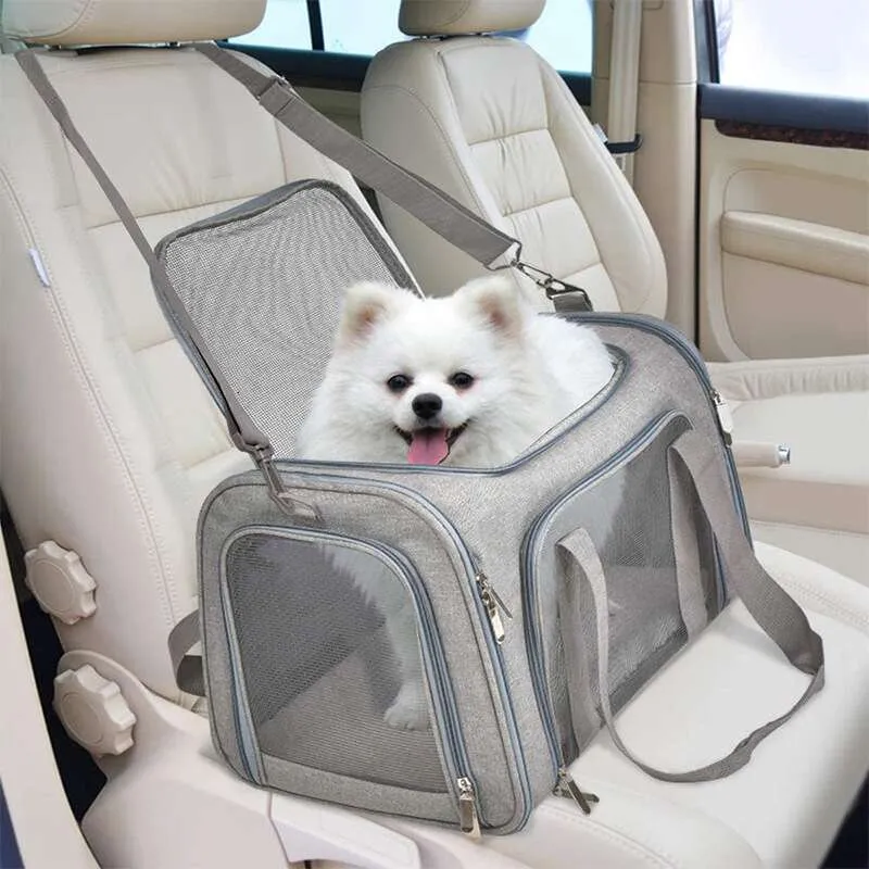 Hausdéier Portable Going Klappbar Hand-ofgehalen mat grousser Kapazitéit fir zwee kleng Hausdéieren fir erauszegoen Cat Bag_voghion.com