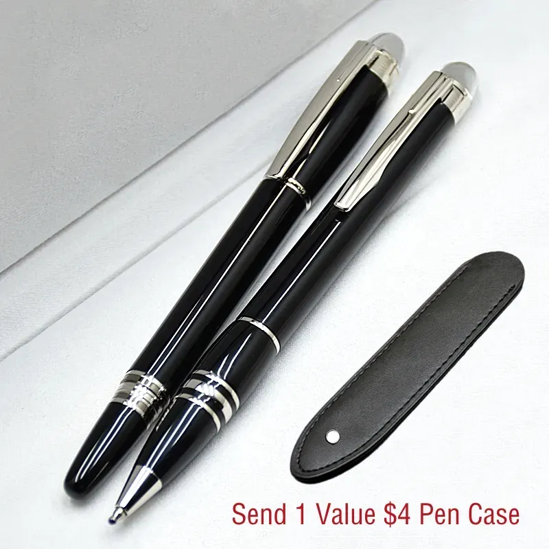Stylo à bille de luxe en résine noire avec étoile en cristal, stylo plume, papeterie, fournitures scolaires et de bureau avec numéro de série et_voghion.com