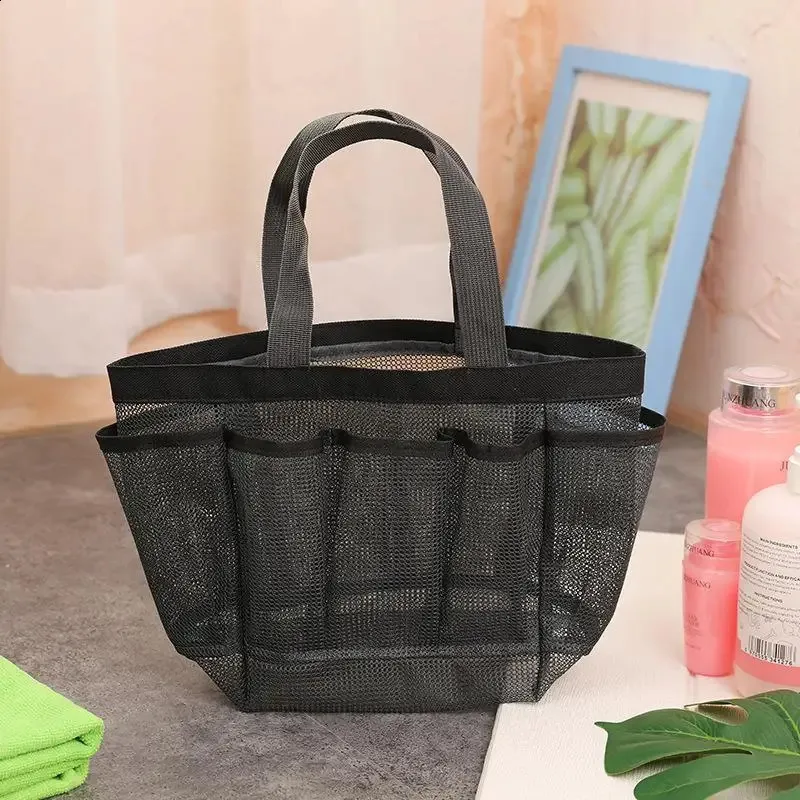 1 sac de voyage pour femme, grande capacité, noir, en maille, pour maquillage, trousse de toilette, organisateur de lavage, étui portable_voghion.com