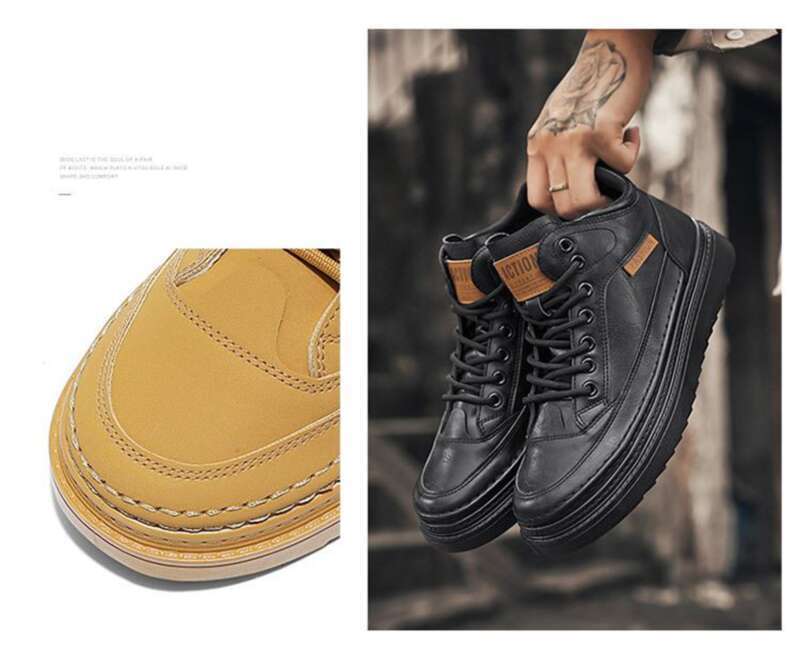 Herren Martin Boots Aus Leder Mit Dicker Sohle Im Workwear Stil_voghion.com