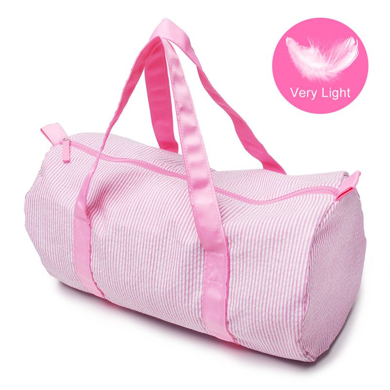 Domier Seersucker Baumwolle Reisetasche Gepäcktasche tragbare Zylindertasche Acryl Kunststoff Zahn Reißverschluss_voghion.com
